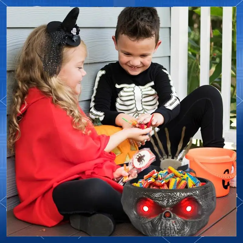 

AA77 Halloween Skull Pumpkin Bowl Pumpkin Candy Bowl Holder Deep Dish For Haunted House Decor Halloween Horror