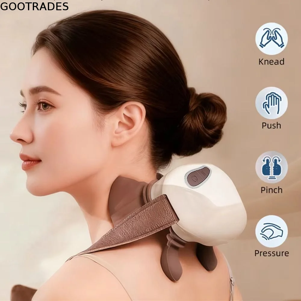 Bionic Hand Electric Neck Massager 4D Kneading Massage Pillow Deep Tissue Shoulder Massager Heating Compress USB Rechargeable