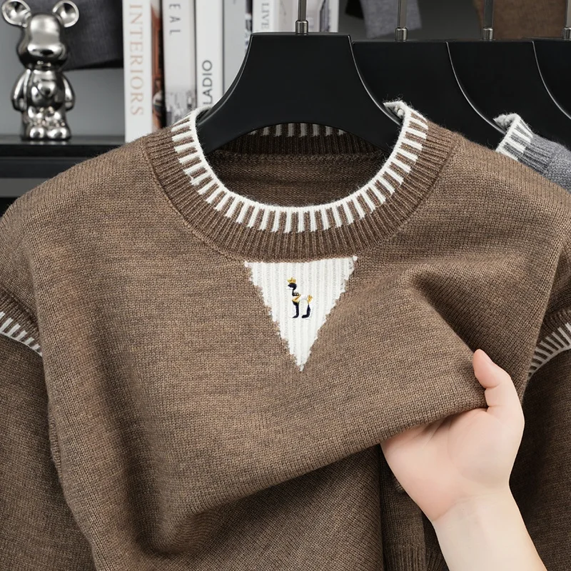 Herren Herbst-Trend Strickpullover, Rundhals, bestickter Marken-Warmpullover, trendiger, lässiger, neuer, hochwertiger Herrenbekleidungs-Oberteil – Detail 12