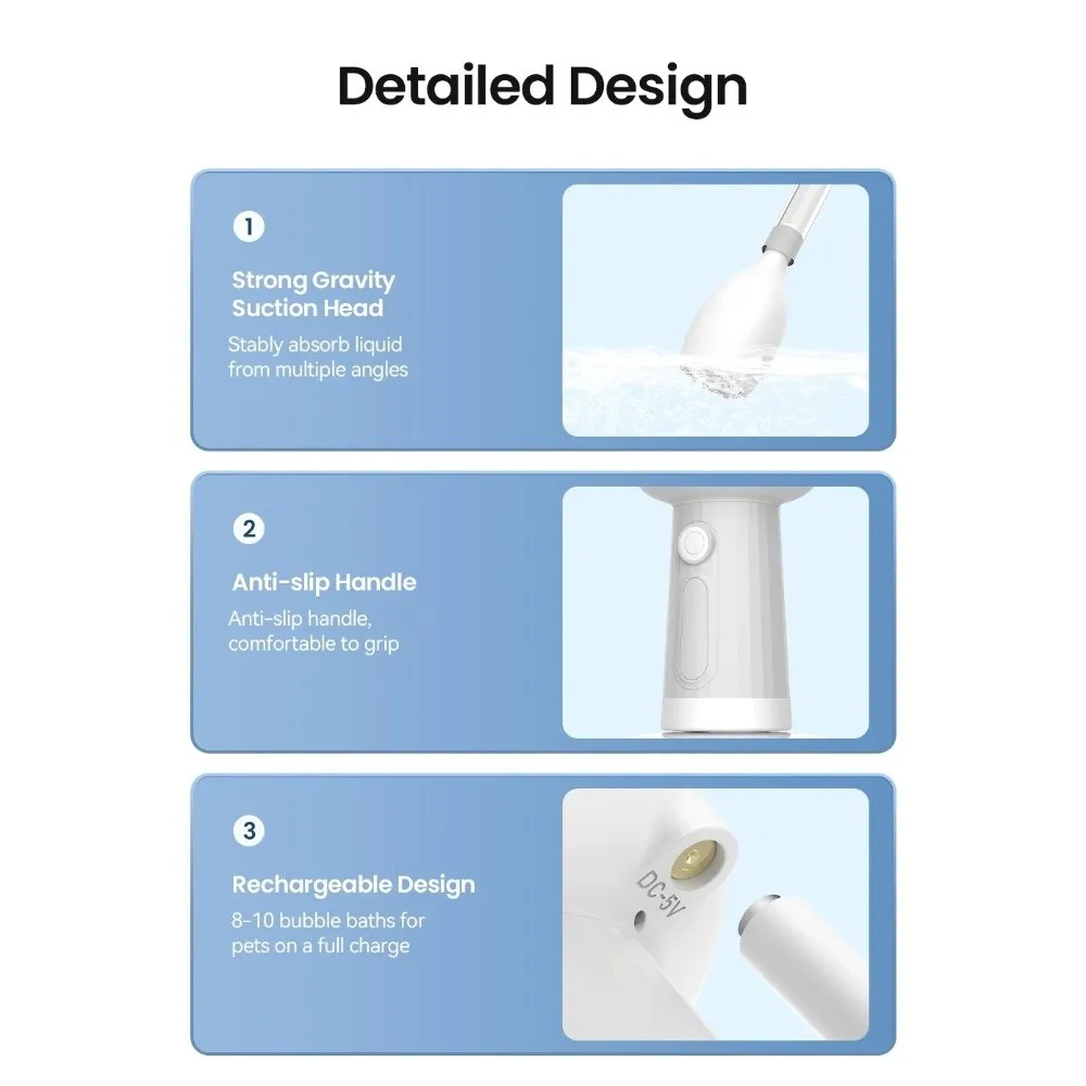 آلة استحمام الحيوانات الأليفة الكهربائية سهلة الاستخدام، شامبو للقطط والكلاب، فقاعات حمام مريحة لتنظيف الكلاب اللاسلكية، موزع الصابون للحمام #6