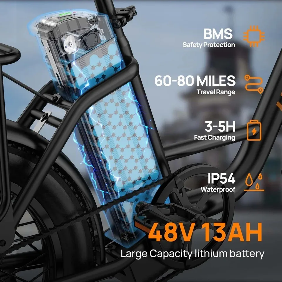 URLIFE 2 Seater Step Through Electric Bike 1000W  20" Commuter Ebike 60miles image 3