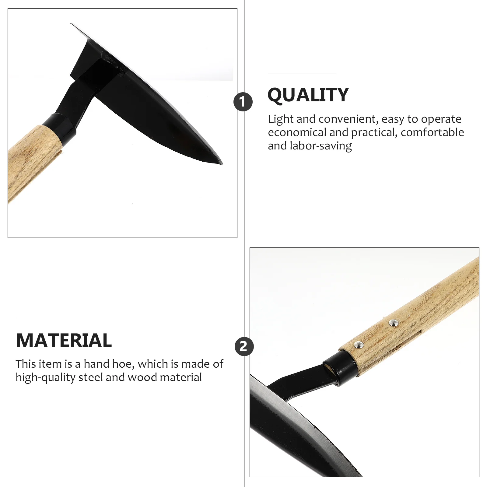 

Wooden Handle Steel Hoe Durable Gardening Tool for Weeding and Planting Portable Handheld Hoes Multipurpose Garden Hoes