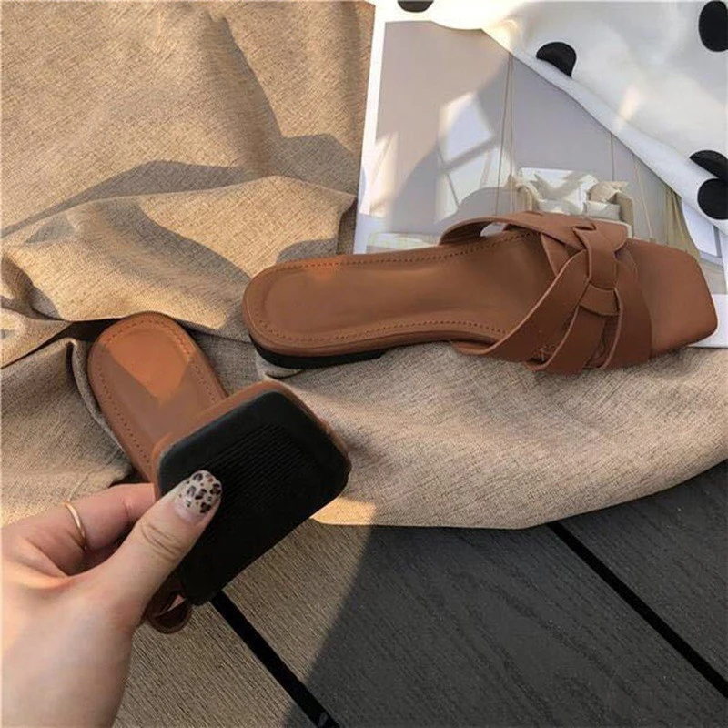 Women Brand Slippers Summer Slides Open Toe Flat Casual Shoes Leisure Sandal Female Beach Flip Flops Big Size 43 Women Slippers