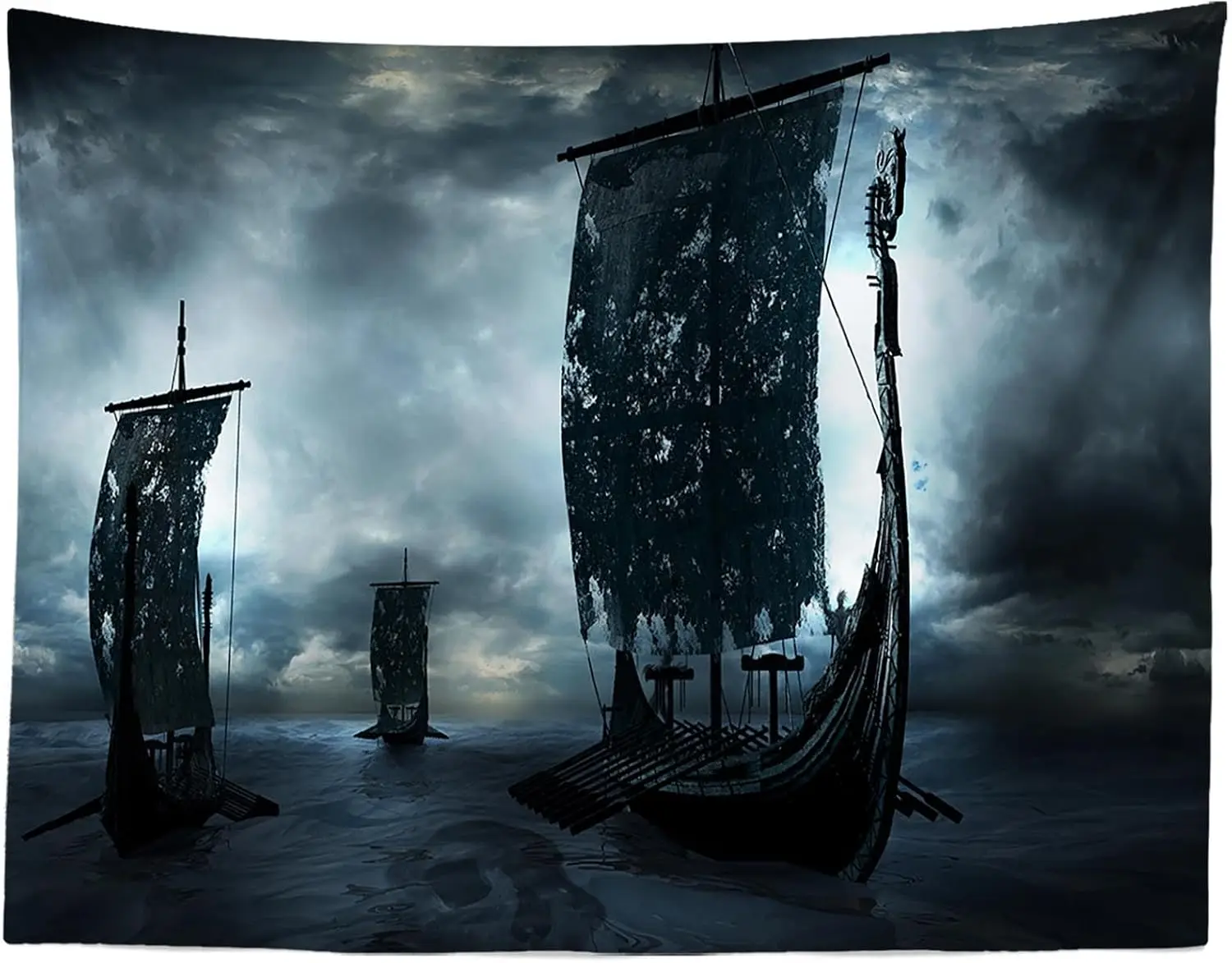 Premium Nautical Tapestry Wall Hanging Pirate Ship Sailing Stormy Sea Canvas Ocean Decor Gothic Moody Room Backdrop Art