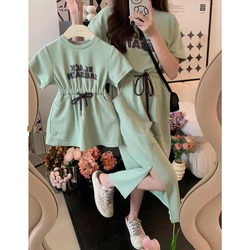 Mommy And Daughter Dresses Mother And Son Matching Outfits 2022 Summer Brother Sister Baby Girls Boys Sets Fashion Women Dress