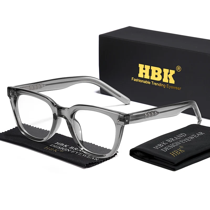 إطارات نظارات مربعة أنيقة من HBK للرجال إطار كلاسيكي من السليلوز نصائح معبد مميزة للنساء إطار نظارات مضاد للضوء الأزرق