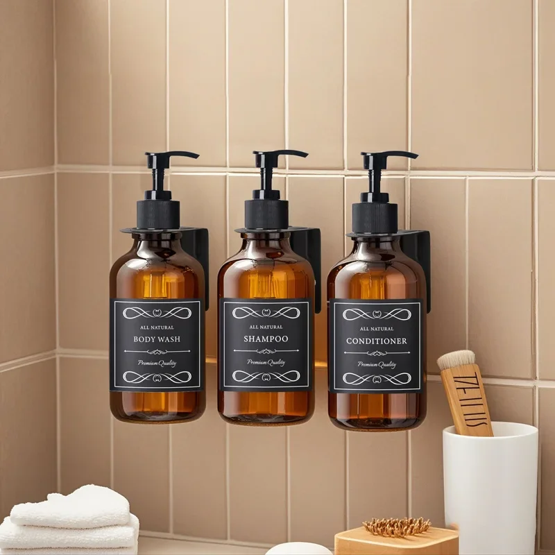 

Дозатор для лосьона и мыла на 500 мл, пустая бутылка с насосом и этикеткой, настенный держатель для ванной комнаты, контейнер для хранения жидкого мыла для мытья тела