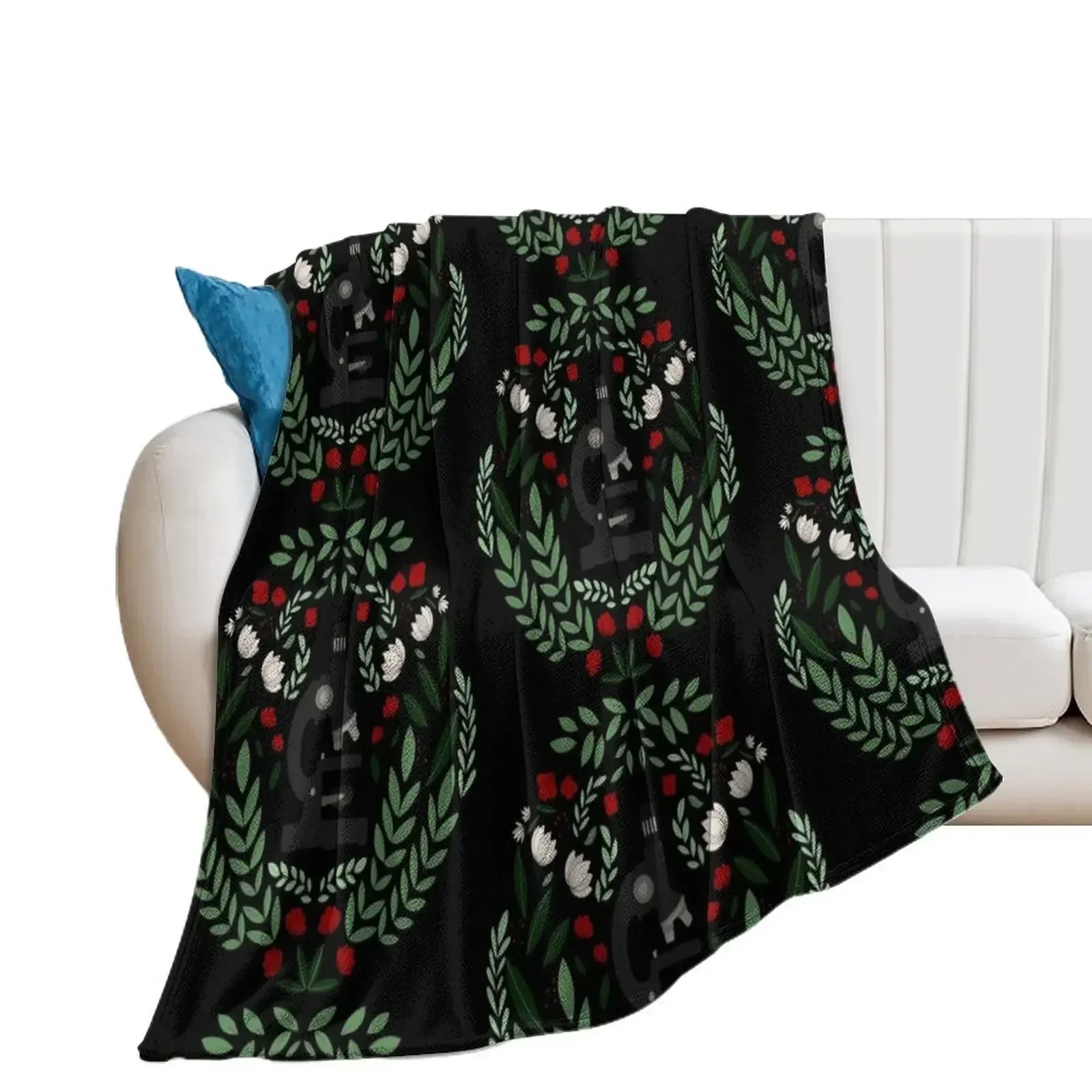 

Folk Christmas Microscope Throw Blanket For Sofa Thin Winter beds Moving Blankets