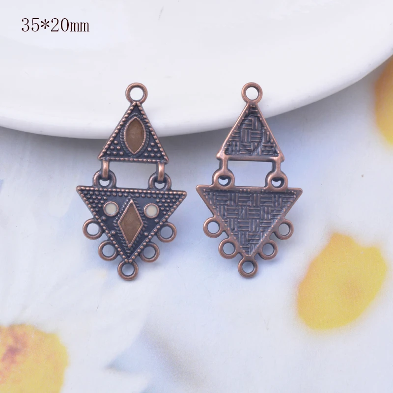 10 Stück Antik-Bronze Dreieckige Mondförmige Verbinder aus Legierung, Emaillierte Anhänger für DIY-Ohrringe und Quastenohrringe – Detail 3