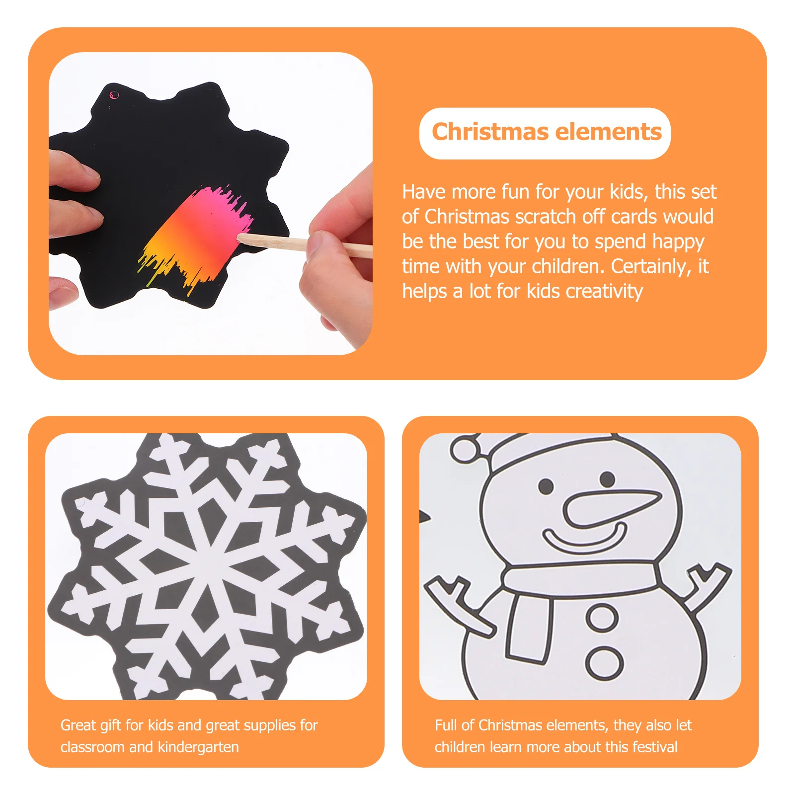 مجموعة واحدة من أوراق الفن الورقية لخدش عيد الميلاد، مادة آمنة، سهلة اللعب، مثالية لصالح الحفلات والزينة المعلقة #6