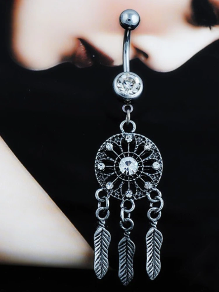 HOT Selling Austria Crystal Surgical Steel  Dream Catcher Belly Button Rings Navel Piercing Pircing Ombligo Nombril