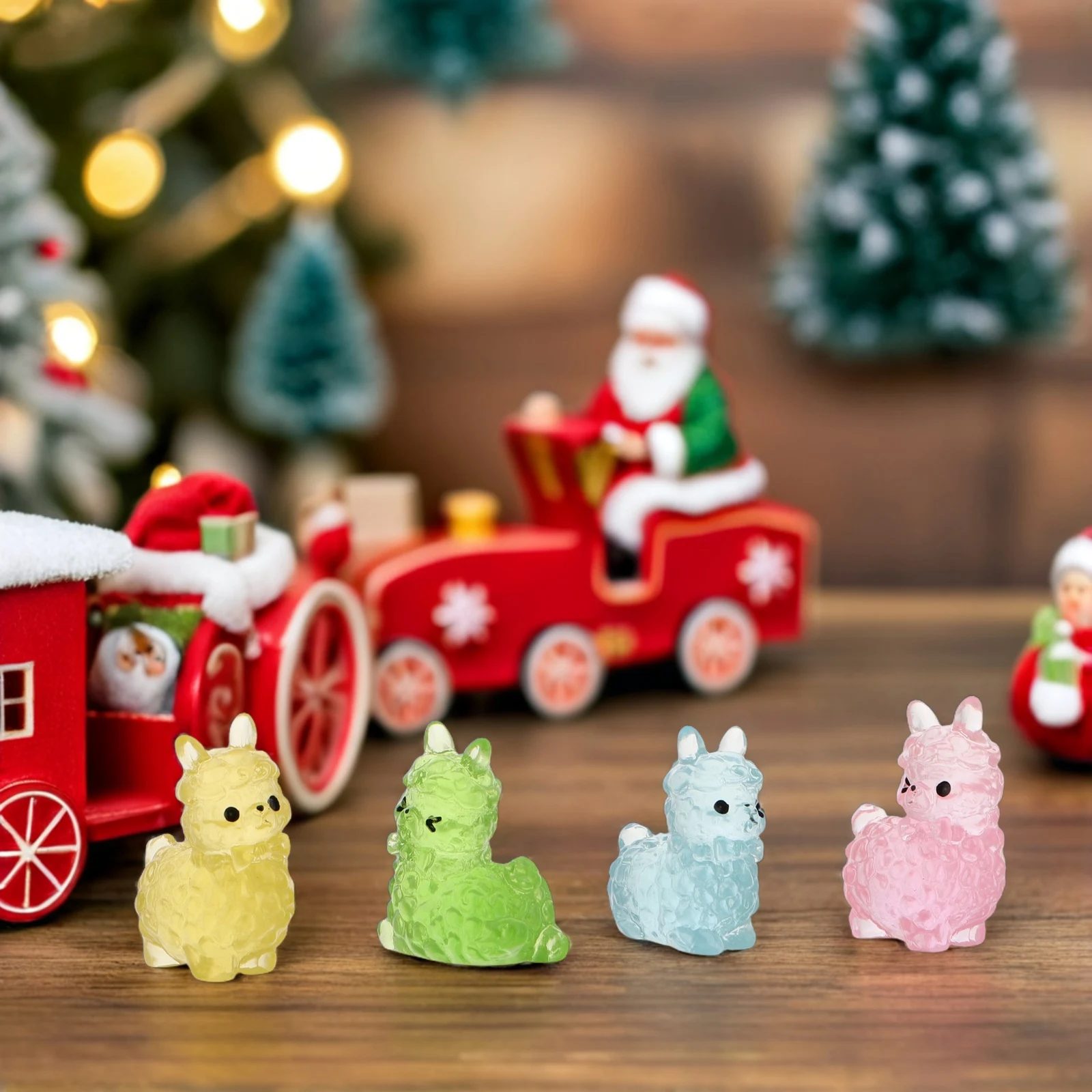  12 Pcs Alpaca Ornament Dollhouse Figurines Animals Decor Cute Glow Small Resin Party Favors Miniature Ornaments