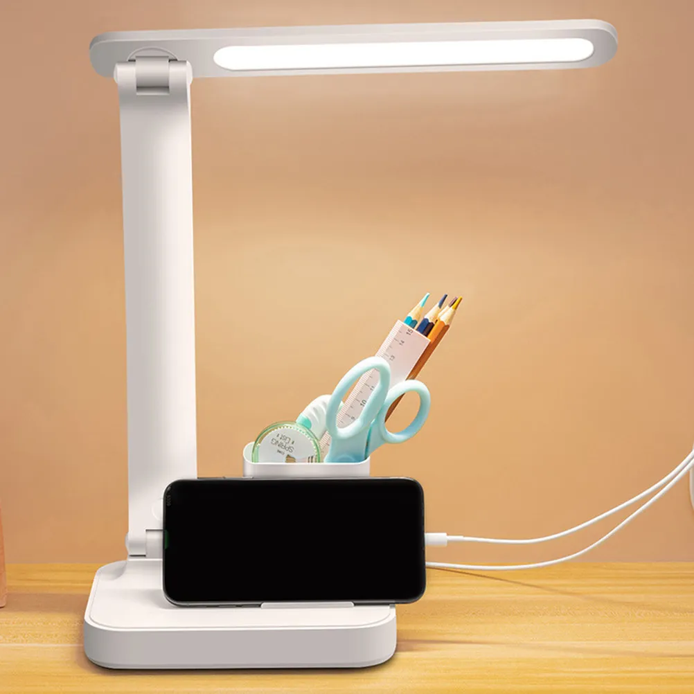 

Foldable Study Lamp LED Touch Desk Light Adjustable Brightness Eye Protection Small Table Lamp Pen Holder Phone Stand for Home