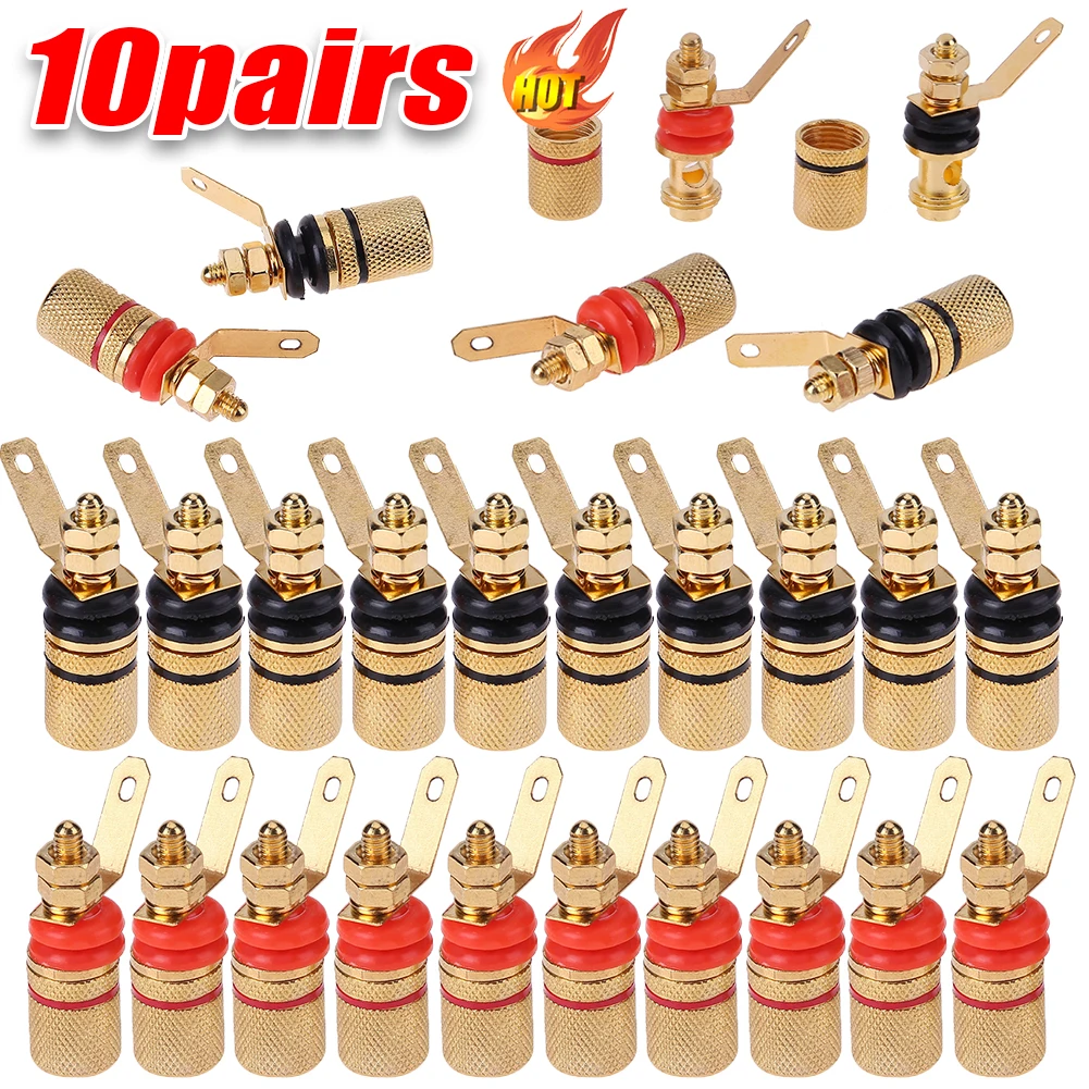 2-20pcs 24K Gold-plated alloy Plated Amplifier Speaker Binding Posts Terminal 4mm Sockets for Banana Plugs for amplifier DIY