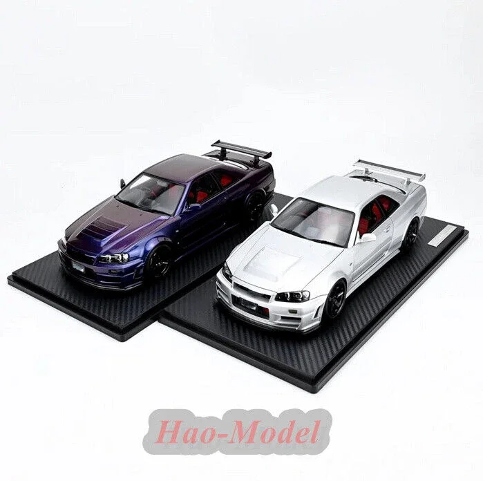 IG 1:18 For Nissan R34 GTR Z tune Resin Diecast Car Model Simulation Toys Boys Birthday Gifts Hobby Display Ornaments Silver