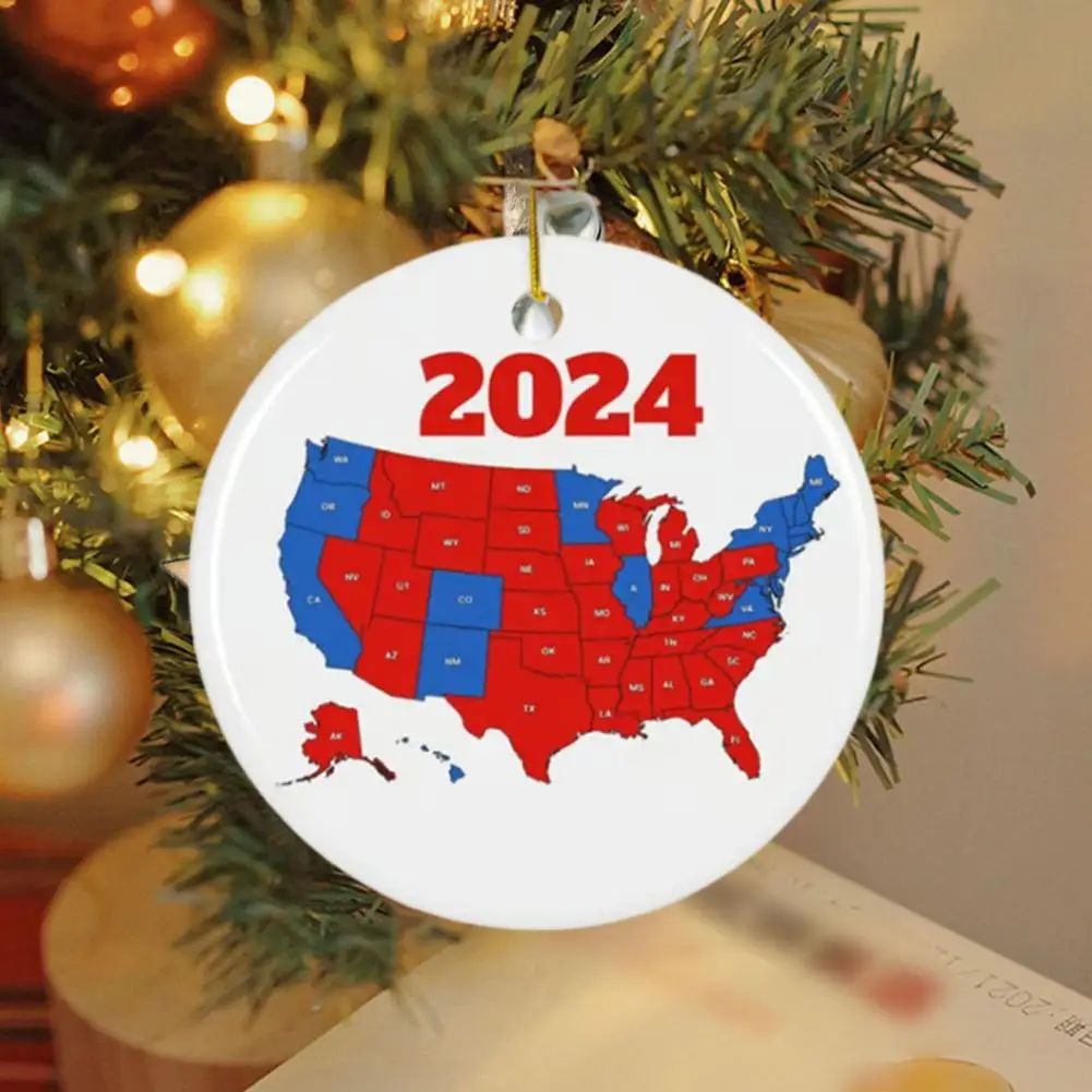 1/2/3/5Pcs Christmas Pendant US Presidential Election Ornament 2024 US State Election Result Party Xmas Tree Decoration