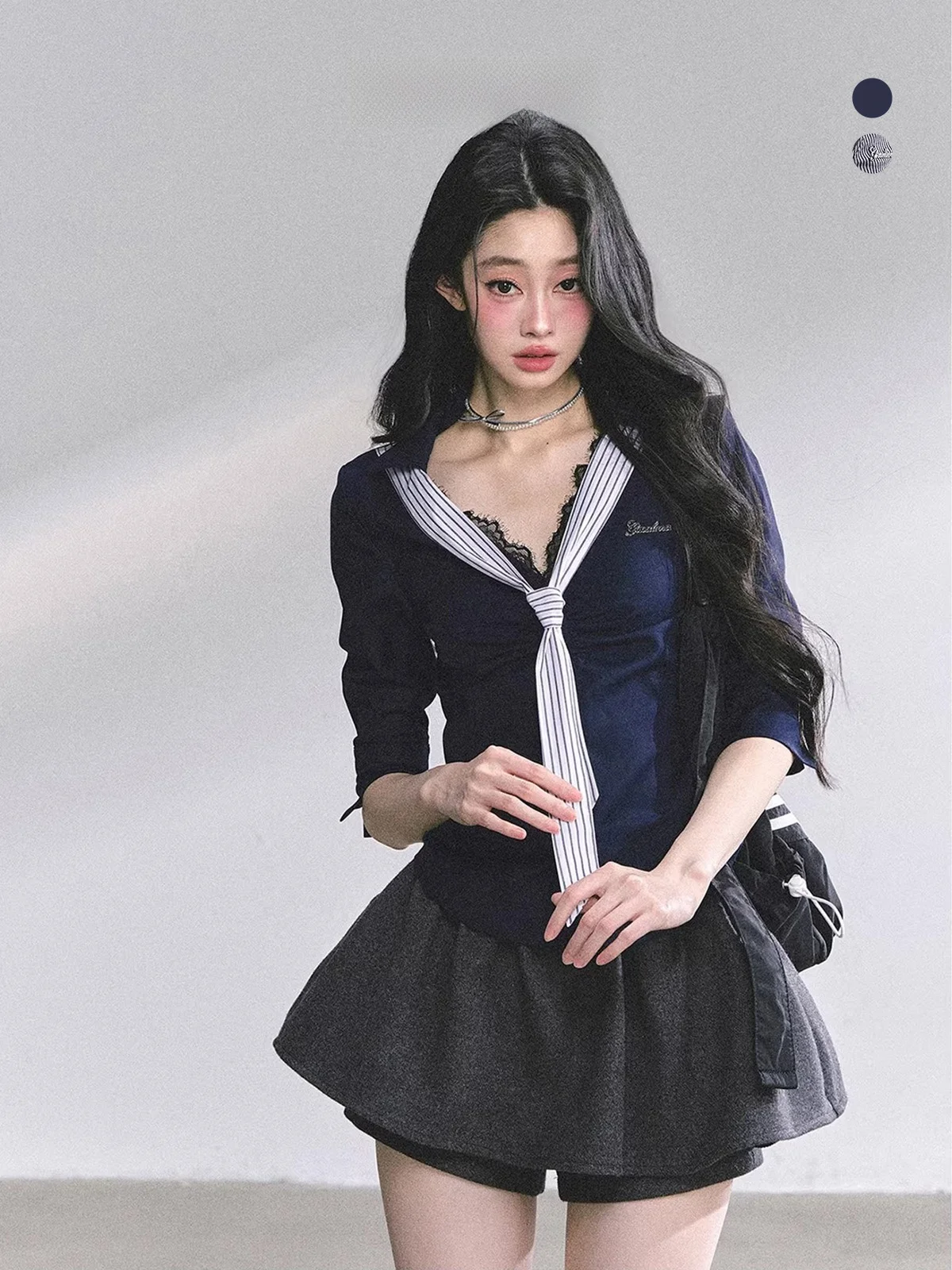 

AOMALM Американский стиль: Осеннее женское платье с кружевным воротником и завышенной талией, из полиэстера, для офиса и повседневной носки