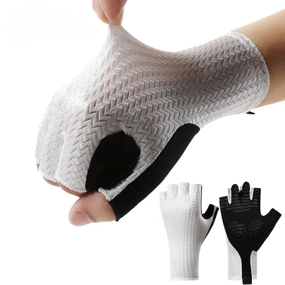 1Pair M/L/XL Summer Breathable Half Finger Cycling Gloves Ultralight Road Bike Gloves Anti-Slip Silicone Pad Cooling Sport Gear