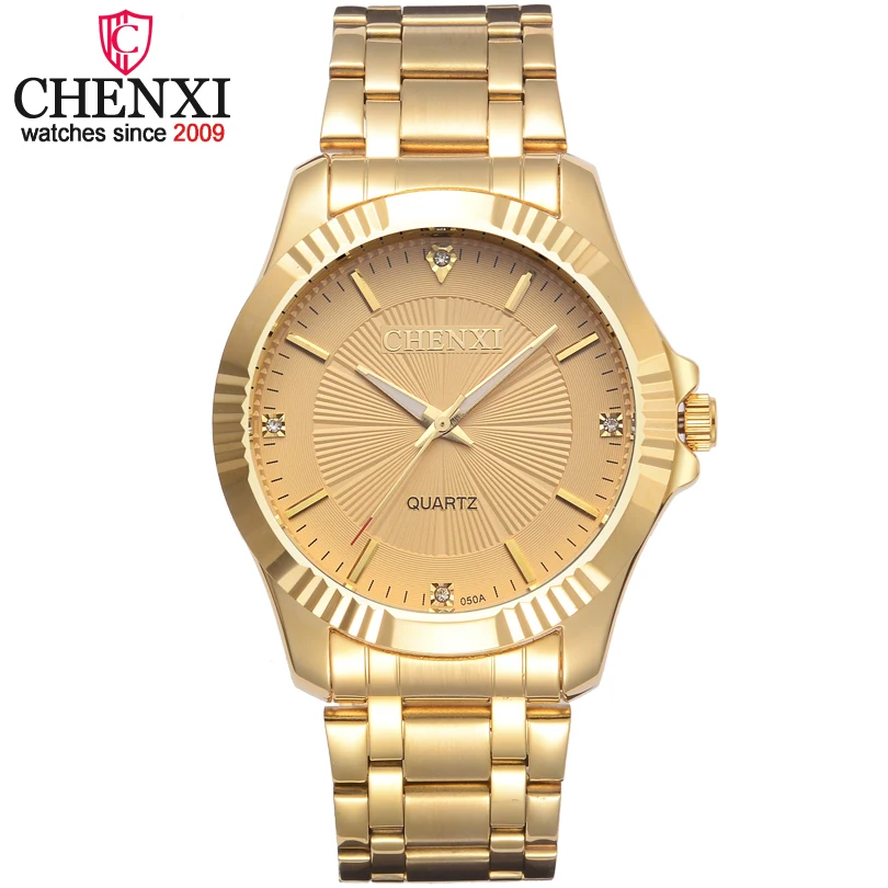 

CHENXI Brand Classic Delicate Rhinestone Couple Lover Watches Fashion Luxury Gold Stainless Steel Men&Women Watch Orologi Coppia