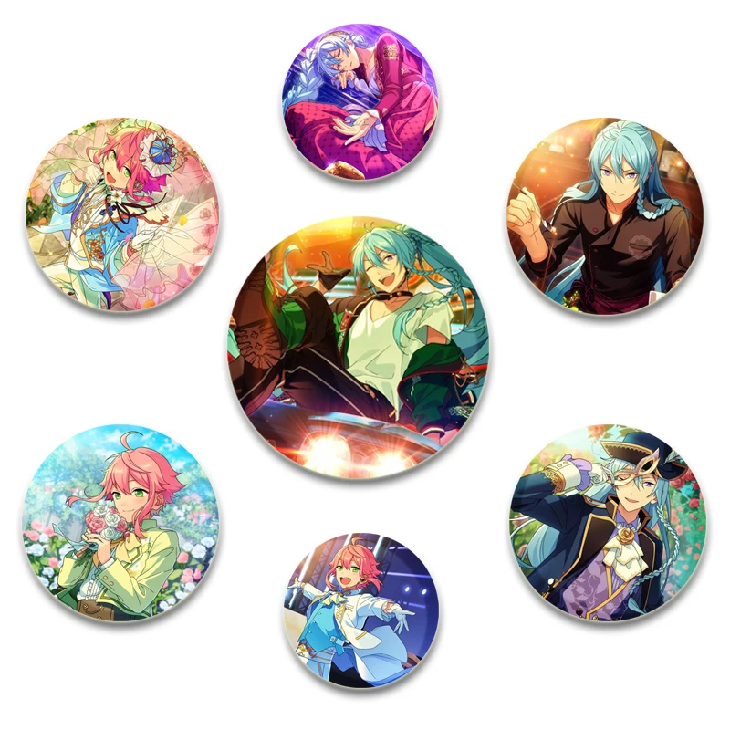 32/44/58mm Wataru Hibiki Eichi Tenshouin Tori Himemiya Round Brooch Cartoon Badge for Backpack Hat Jewelry Accessories Gifts