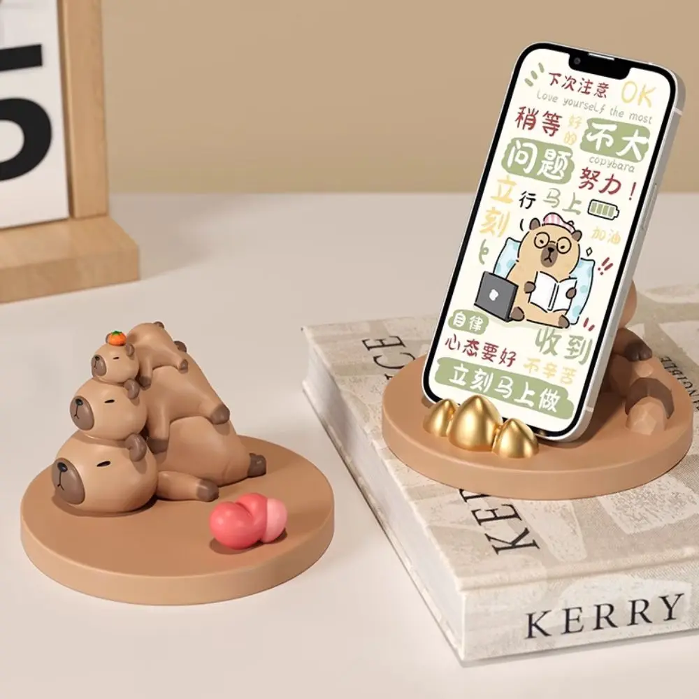 Resin Capybara Phone Stand Multi-functional Statue Capybara Mobile Phone Holder Cartoon Cute Capybara Desk Lazy Bracket