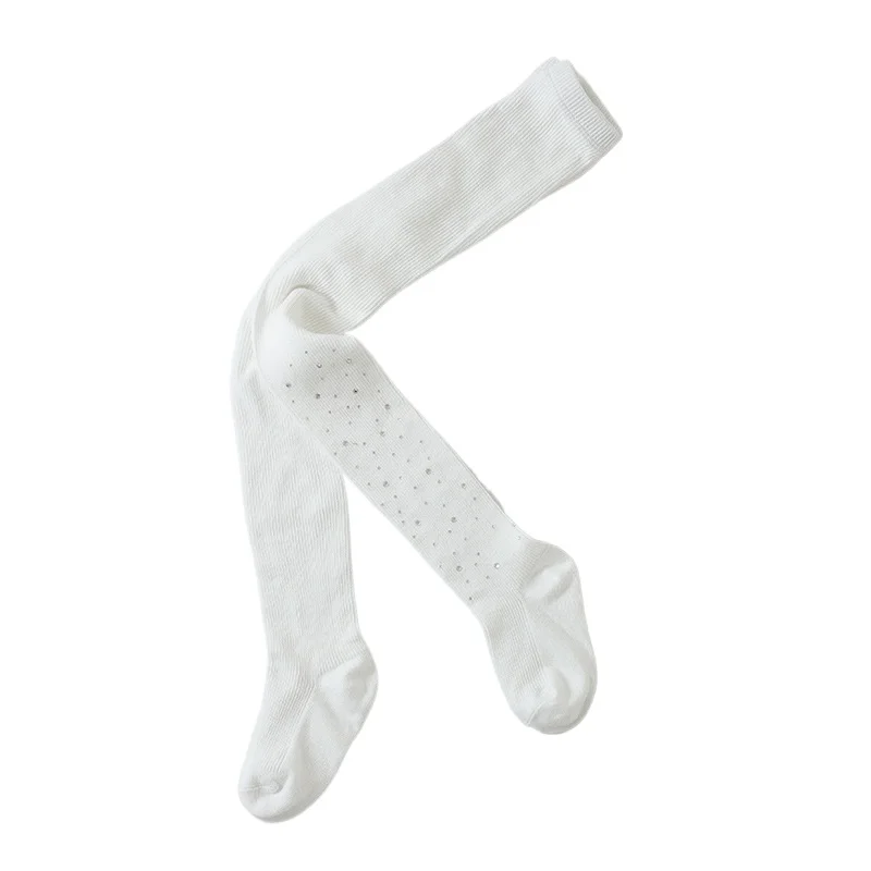 Medias de algodón suave con cielo estrellado brillante y rayas verticales finas Leggings para niñas de alta elasticidad, modernos y versátiles