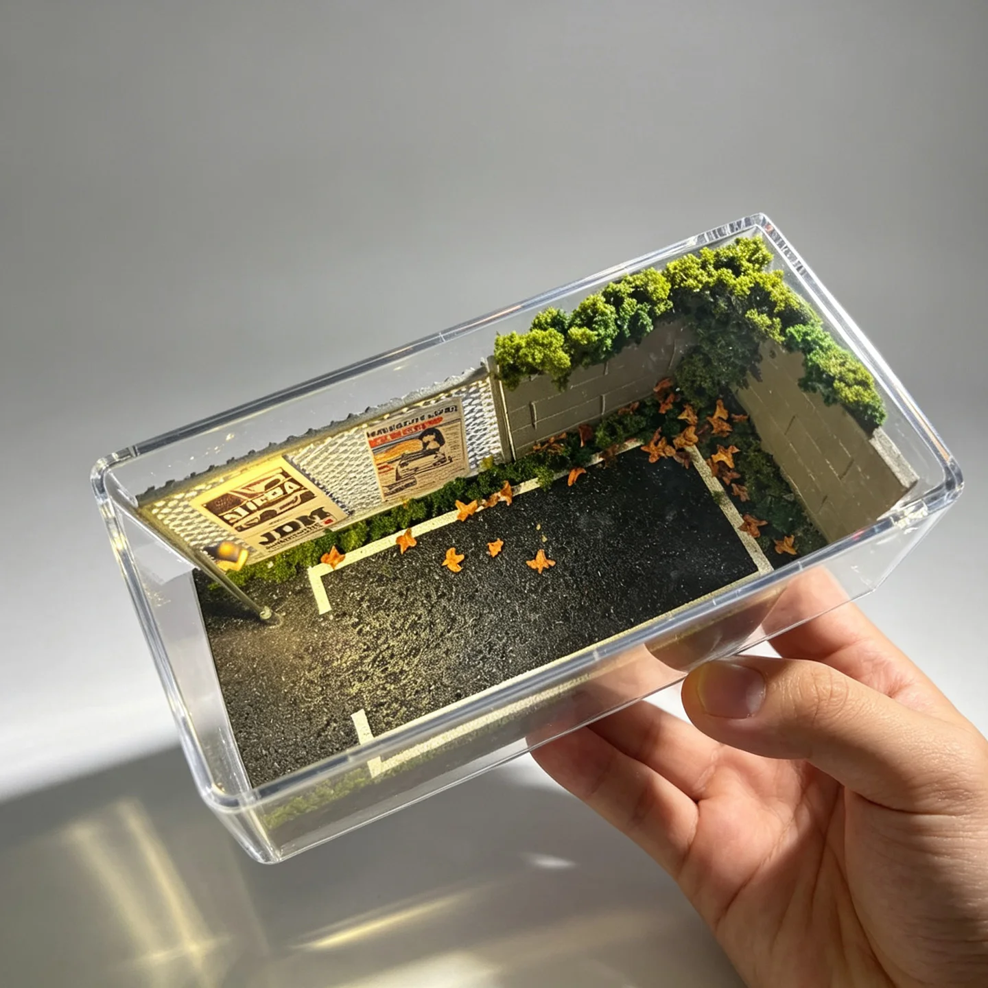 Image of 1:64 Maßstab Mini-Diorama Japanisches Poster Straßenszene Handgefertigte Individuelle Foto-Dekoration Automodell-Ausstellungsständer Acrylvitrine