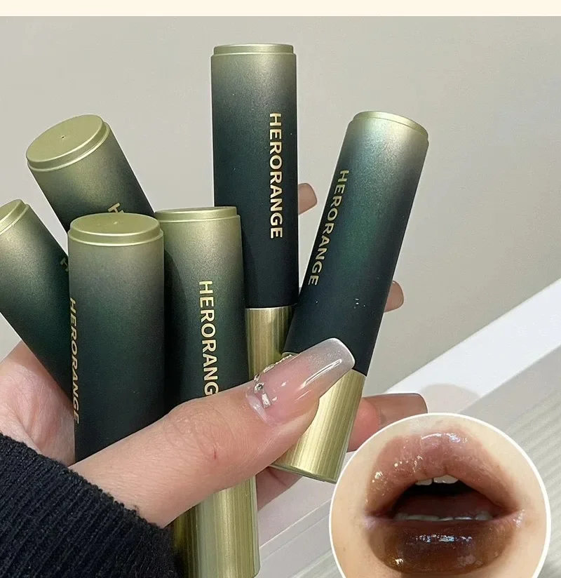 チョコレートブラウンゼリーリップスティックペンミラーウォーターグリッターリップグレイズ防水保湿リップスティック透明シマーメイクアップ