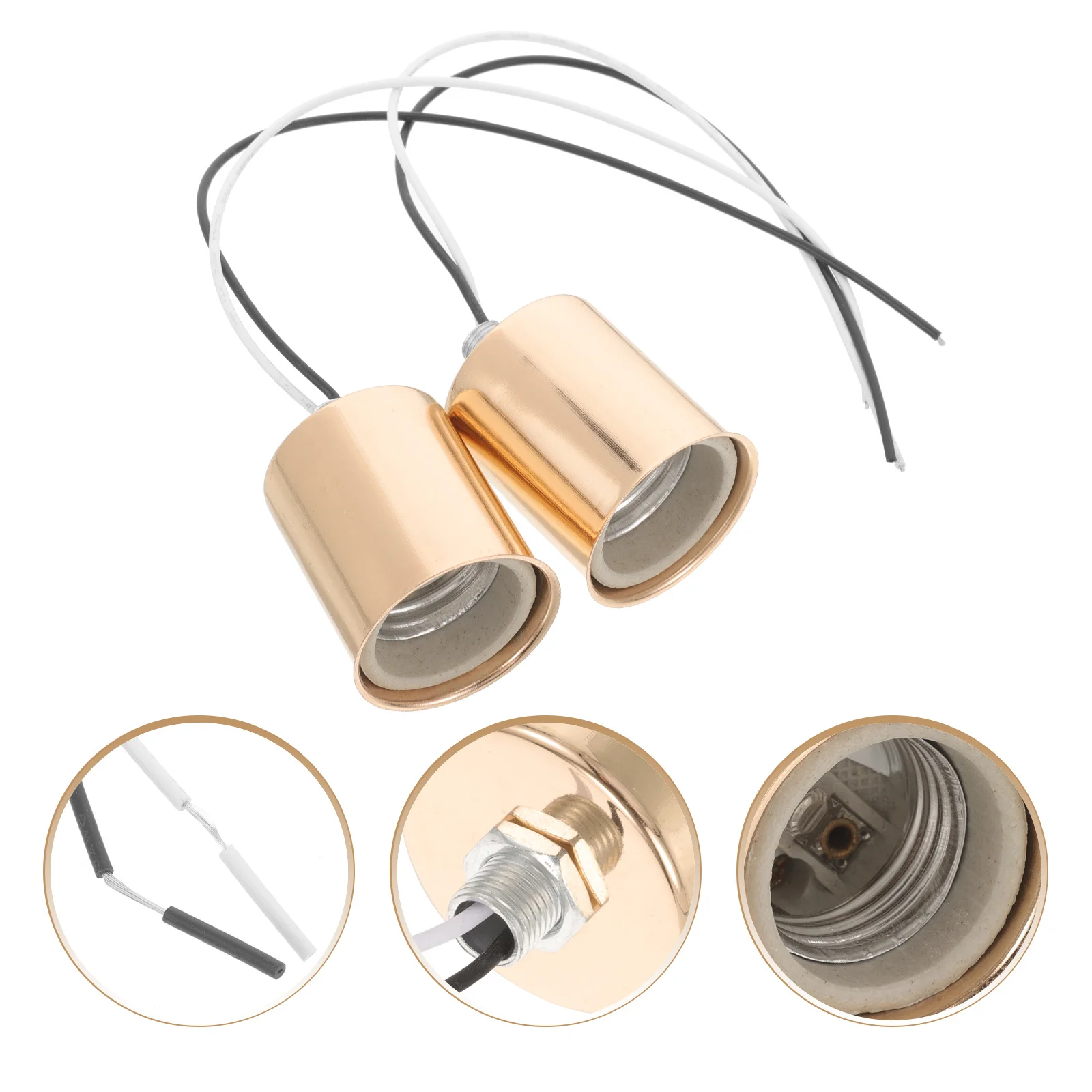 

2Pcs E27 Hanging Lamp Socket Sturdy Long Lasting Simple Style Suitable for Various Rooms Add Fashionable Charm to Your Home