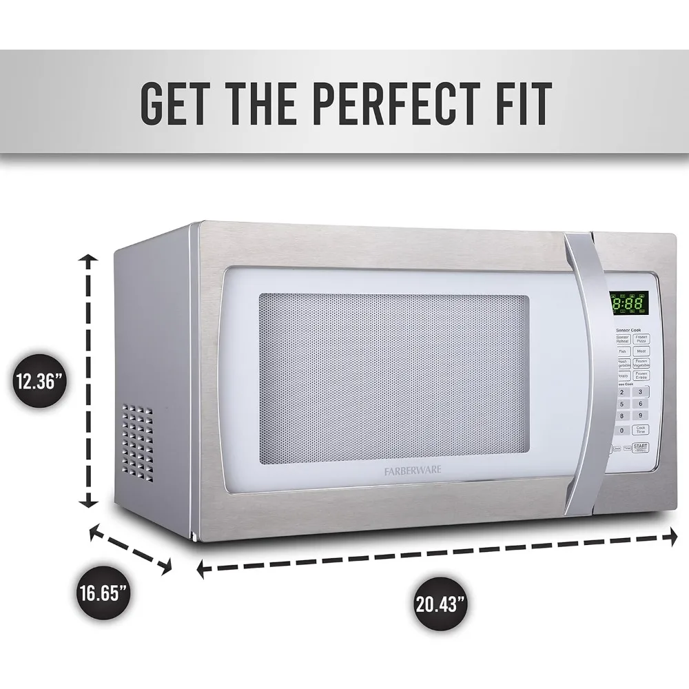 Oven Microwave, 1100 watt, 1.3 Cu Ft-Sensor cerdas Oven Microwave dengan lampu LED dan kunci anak, Oven Microwave