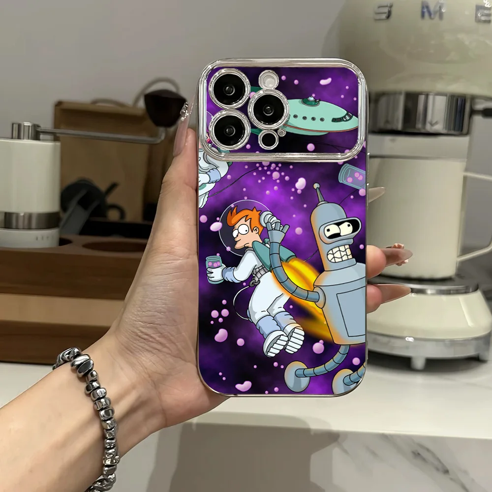 Phone Case For Samsung Electroplated Large Cute F-Futuramas-Cartoon Window LensA22 A23 A32 A51 A20 4G 5G Shell