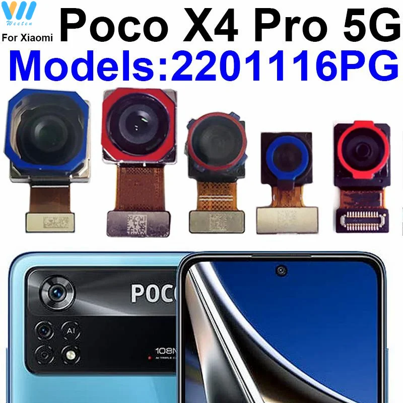 Front Rear Camera For Xiaomi POCO X4 GT/ Poco X4 Pro 5G Primary Main Back Front Facing Seilfie Small Big Camera Flex Cable Parts