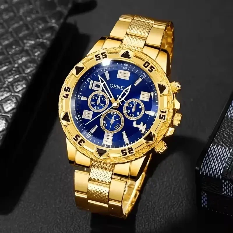 10pcs Men's Fashion Quartz Watch Set, Casual Business Style,Leather Strap with Stainless Steel Strap, Multiple Colors Available