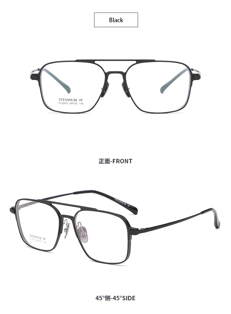 Leichte reine Titan rahmen Retro Polygon Brille Pilot Ultra Doppelbrücke maßge schneiderte optische verschreibung pflicht ige Brillen Mann – Detail 13