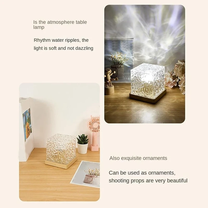 Wave-Cube Lamp Ocean Wave Projector 16 Color Water Wave Effect Lights For Bedroom