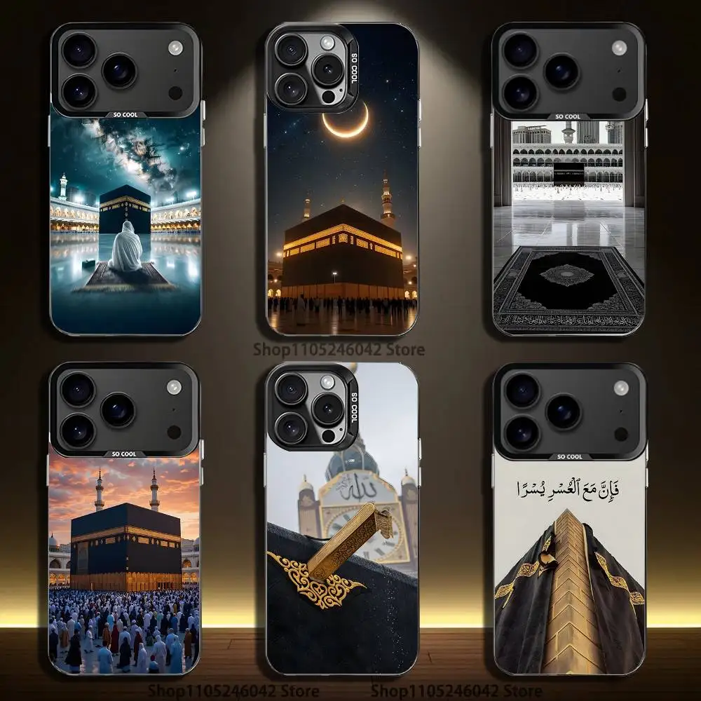

Moslem and kaaba Black Matte Shockproof CoverPhone Case For iPhone 17,16,15,14,13,12,11,Pro,XS,Max,Plus,Mini,SE4,E