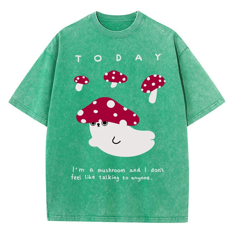 Camiseta lavada con estampado de setas creativas de hoy para mujer, pantalón corto informal de gran tamaño, Camiseta de algodón de manga para verano, ropa de Hip Hop