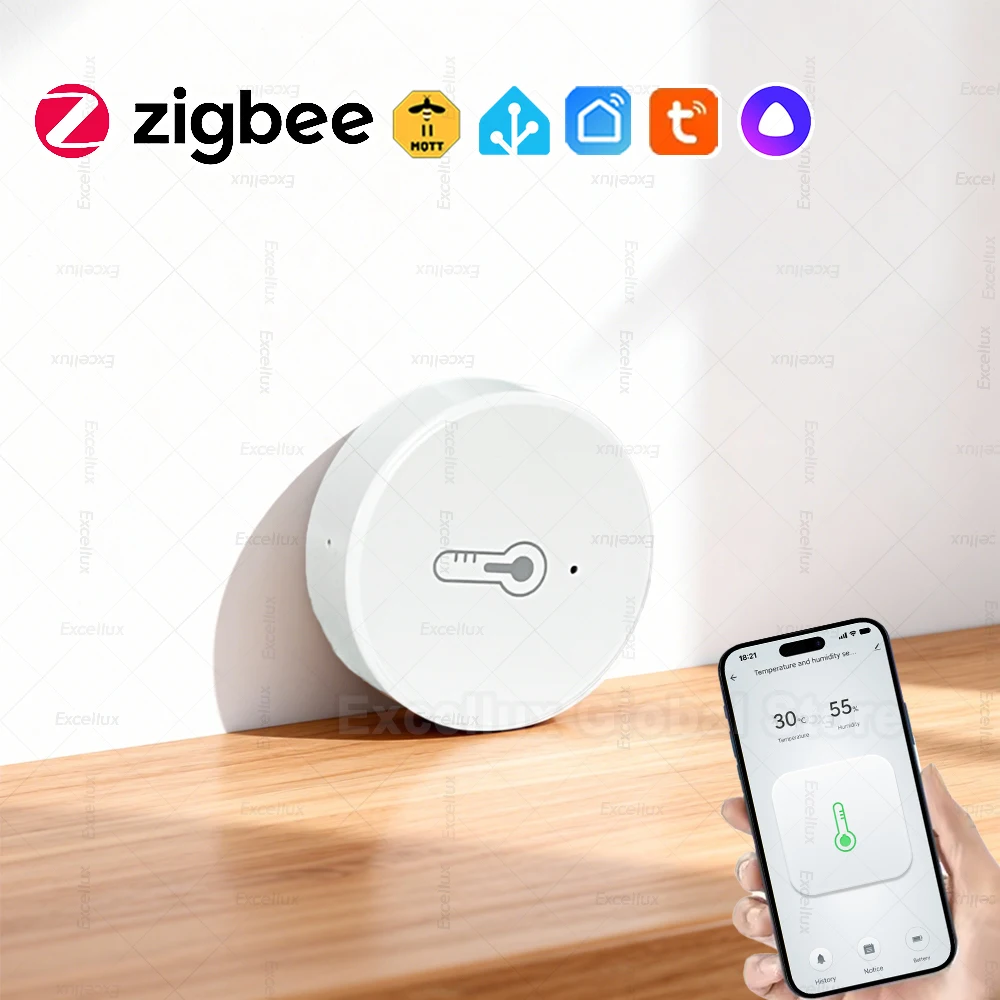 Tuya Zigbee 3.0 Temperature Humidity Sensor Real-time Monitoring Thermometer Hygrometer Works with Smart Life Home Assistant Z2M