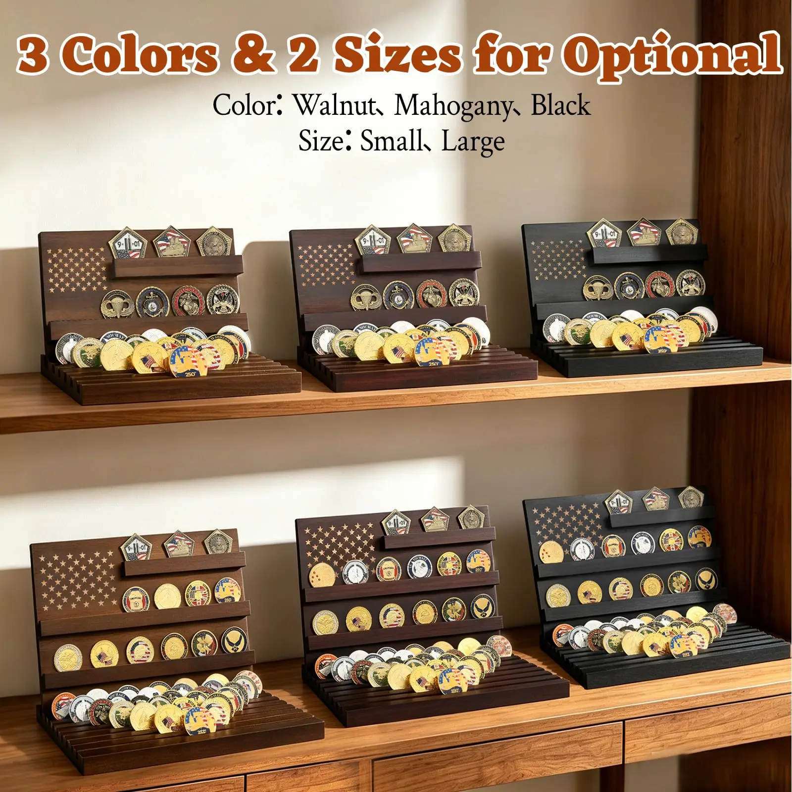 Cross-border wooden commemorative coin storage rack game commemorative coin rack desktop multi-layer medal display stand