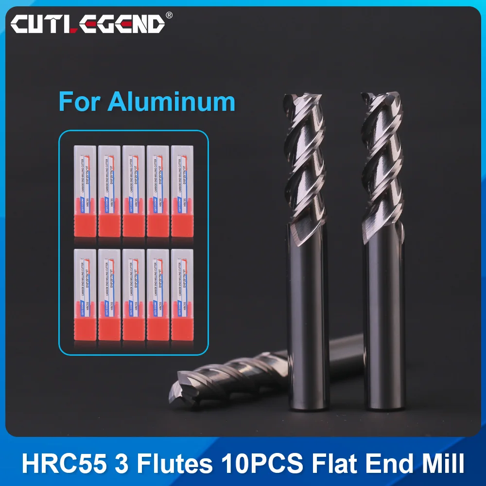 

HRC55 3F End Mill 3 Flutes Aluminum Milling Cutter CNC High Performance Machining Tool Tungsten Carbide 1-12MM 10PCS Endmills