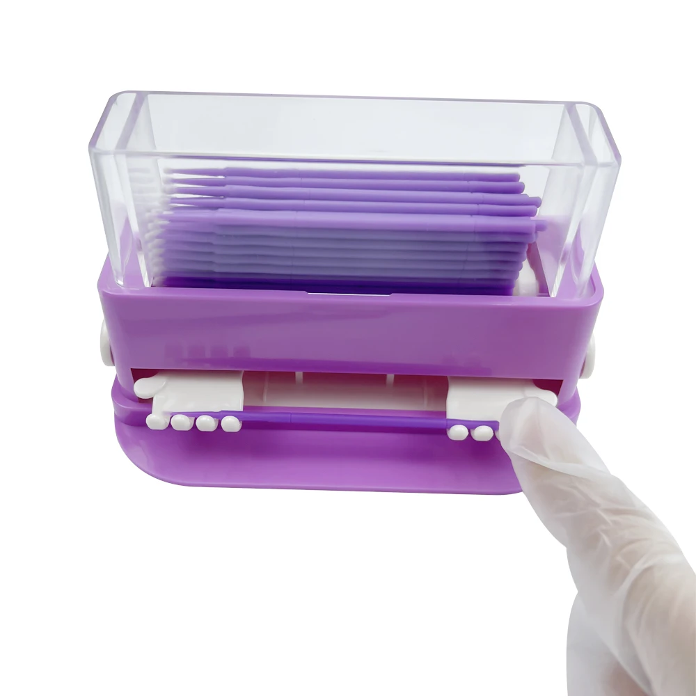 1pc Dental Micro Applicator Dispenser & 100pc Disposable Micro Applicator Brush Stick Container Cotton Tip Storage Box Organizer