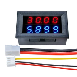 Mini Voltmètre Numérique avec Affichage LED pour Touriste, Testeur de Courant de Tension, Ampèremètre, 4 Bits, 5 Fils, Bleu, Rouge, DC, 100V, 200V, 10A, 0.28 Pouces