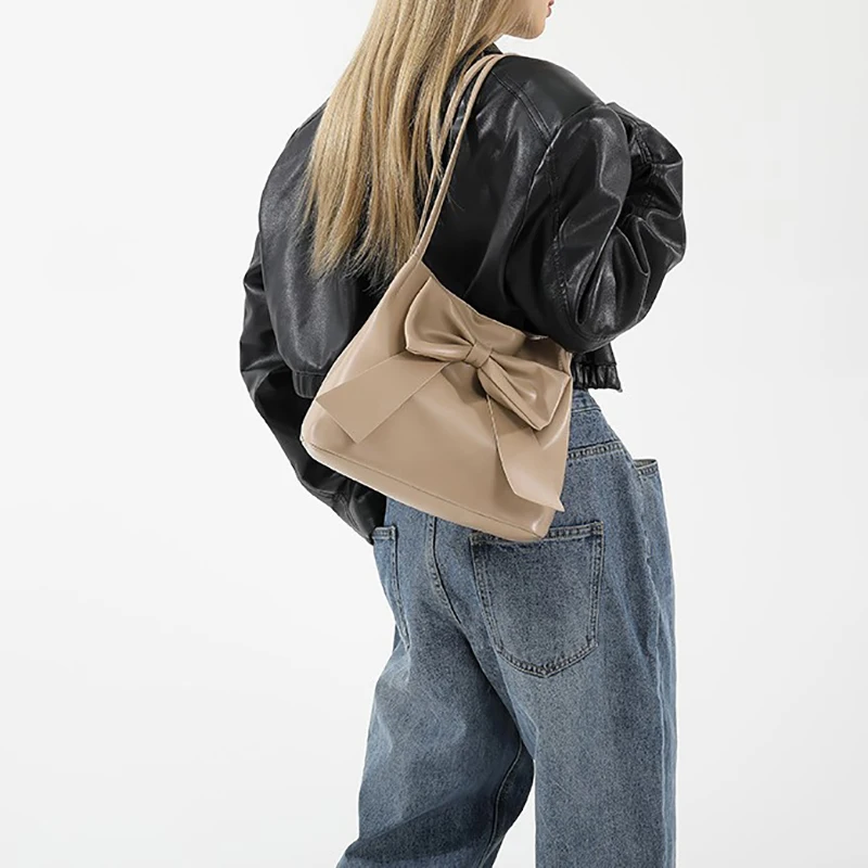 التسوق حقيبة يد زلابية متعددة الاستخدامات حقائب اليد النسائية حقيبة القوس الموضة للنساء حقيبة الكتف الترفيه الإبط #6