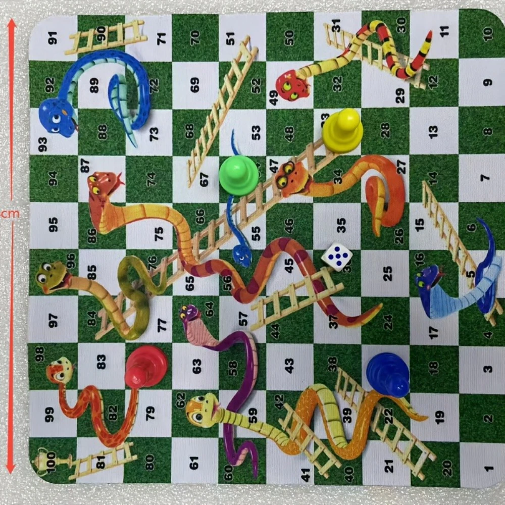 Rubber Snake and Ladder Game Set, Including 35cm and 24cm Versions. Each Set Contains 4pcs, a Dice, a Game Board
