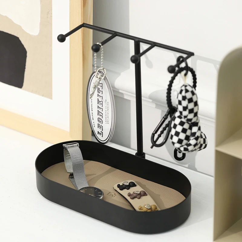 

Multifunctional Jewelry Stand Scandinavian Iron Key Rack Single-tier Storage Tray Entryway Miscellaneous Dish