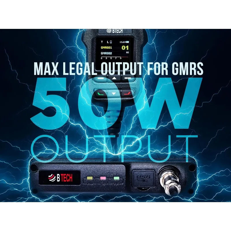 GMRS-50PRO IP54 راديو قاعدة GMRS مقاوم للعوامل الجوية بقدرة 50 وات مع بلوتوث ونظام تحديد المواقع العالمي (GPS)، NOAA، والميزات المتقدمة، ونطاق مزدوج ( #2