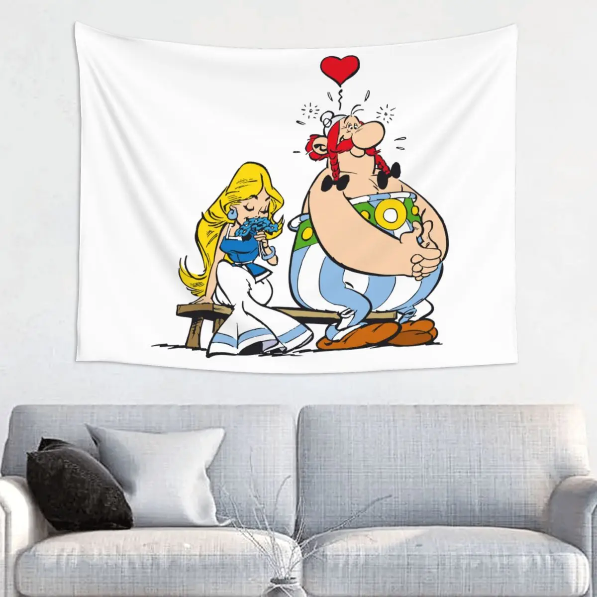 Obelix Love Tapestry Home Decor Custom Hippie Wall Hanging Adventure Comic Asterix Tapestries for Living Room