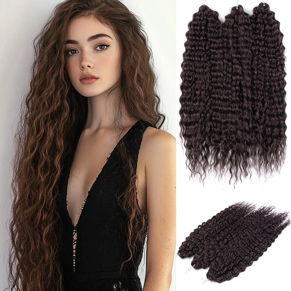 Ariel Hair Synthetic Twist Crochet Curly Hair 24 Zoll Water Wave Braid Hair Ombre Blonde Brown Deep Wave Flechten Haarverlängerung – Detail 5