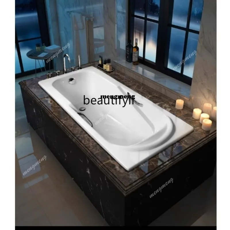 Cast iron enamel bathtub embedded 14-1.8 meters widened and deepened household small apartment bathroom large bath