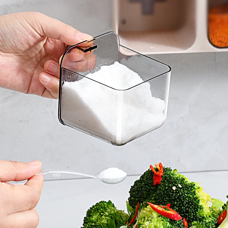 Seasoning Box Kitchen Supplies Wall-mounted Seasoning Storage Monosodium Glutamate Salt Tank